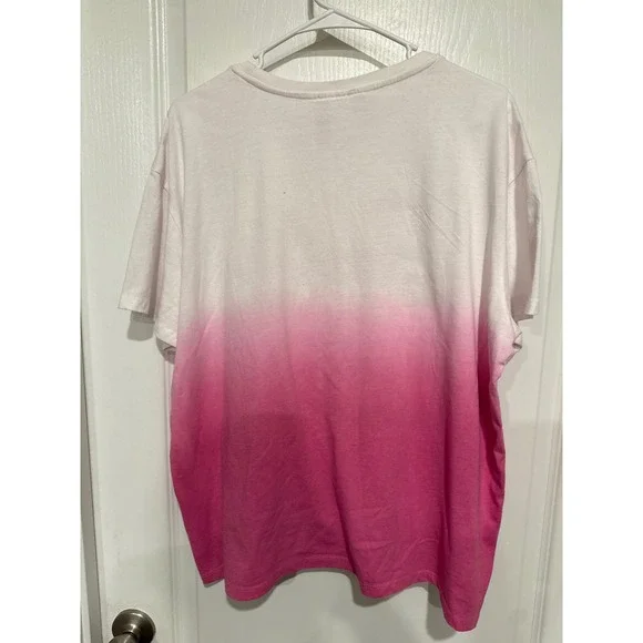 Barbie World Womens XXL Pink White Dip Dye Ombre Graphic T-Shirt California - Picture 3 of 3